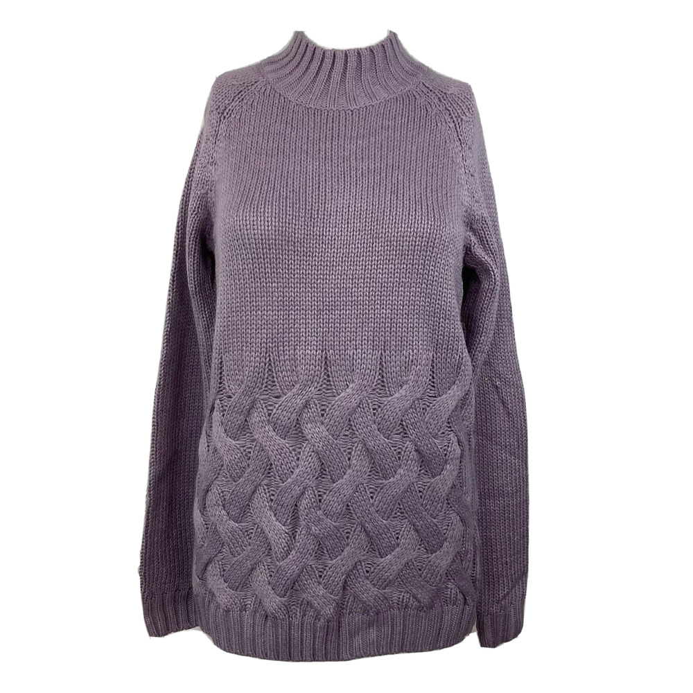 Simply Vera Wang Sweater Womens Sz XS Purple‎ Mock Neck Cable Knit Pullover